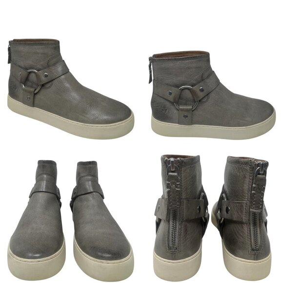 Frye Lena Harness Grey Distressed Leather Platform Bootie 8.5 Equestrian Comfort - Picture 11 of 13